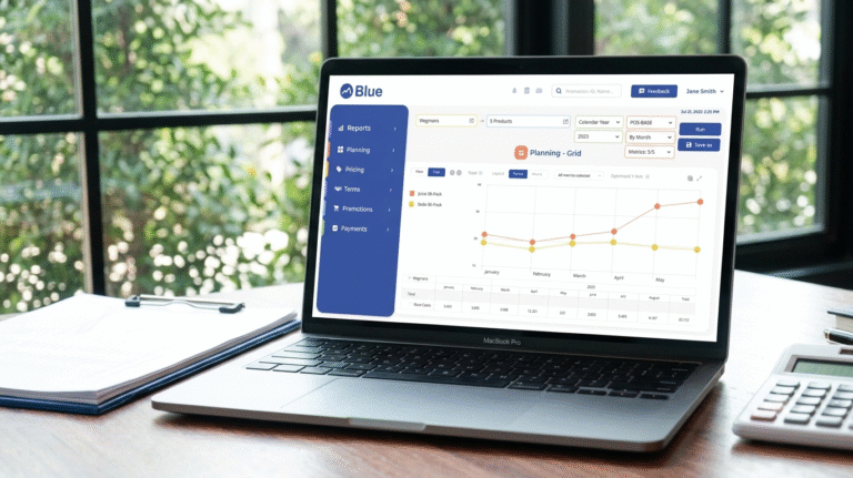Laptop screen with forecasting page from Blue RGM