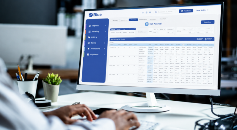 Person using the Blue RGM Accruals module to forecast accruals